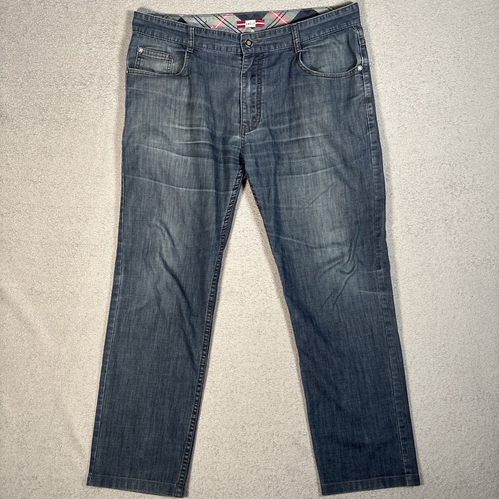Bally Mens Straight Leg Jeans Blue Medium Wash Made in Italy Size 36 Fits 36x27